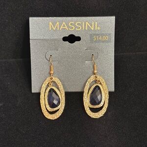 Massini Gold and Blue Dangle Earrings